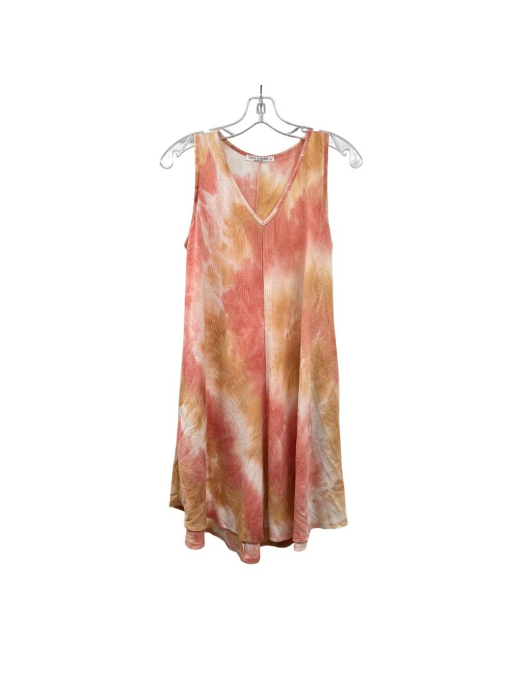 Chris & Carol Tie Dye Tank Dress Ribbed V-Neck Multicolor Size Medium